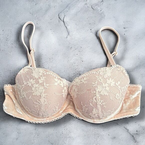 Victoria's Secret Other - Victoria’s Secret | Dream Angels | Lined Demi Bra Velour & Lace 34C